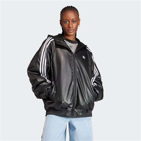 adidas Adilenium Oversized Faux Leather Jacket.